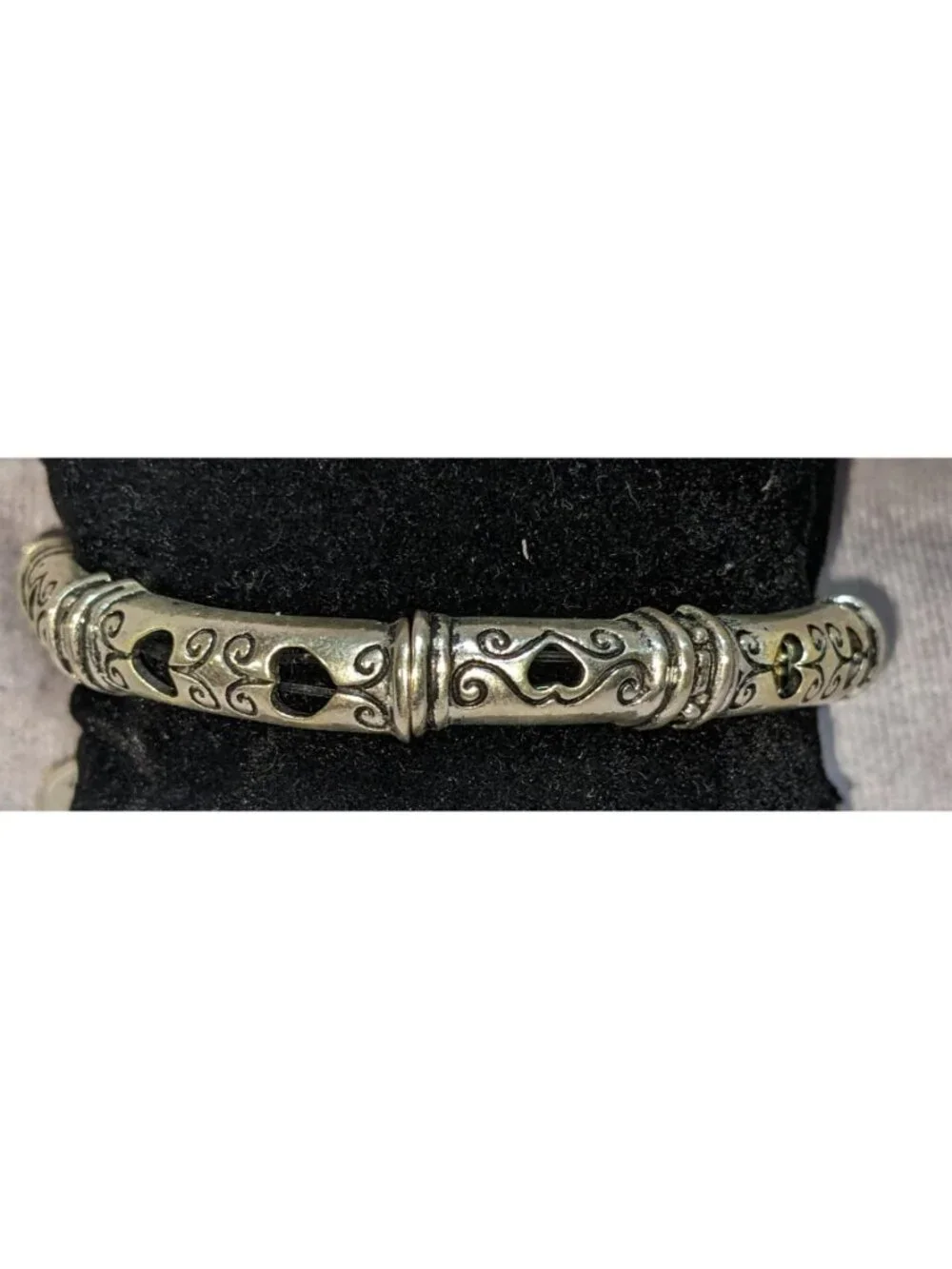 Boho Tribal Argento R2 Silver Tone Etched Stretch Bangle Bracelet